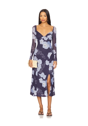Free People Calla Midi Dress in Blue. Size M. Also in XS, S, XL.