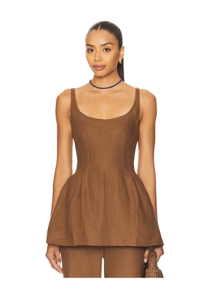 FAITHFULL THE BRAND Syna Top in Brown. Size M. Also in L, S, XL, XS.