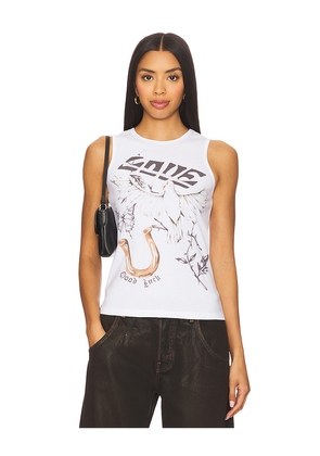 Juliet Johnstone Good Luck Tank Top in White. Size M. Also in S, XS.