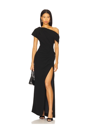 SIMKHAI Kally Draped Midi Dress in Black. Size 2. Also in 0.
