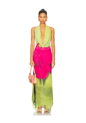 I.AM.GIA Samantha Maxi Dress in Green,Fuchsia. Size XL. Also in S, XS, XXS.
