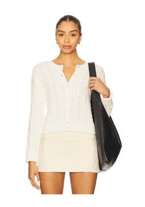 Frankies Bikinis Marley Cable Knit Cardigan in Cream. Size M. Also in S, XS.