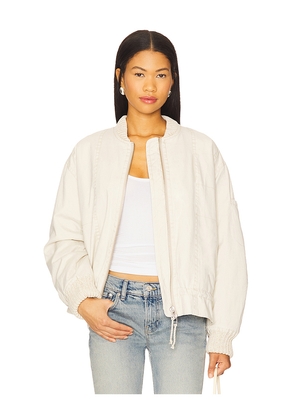 Free People x We The Free Jax Washed Bomber In Almond Flour in Cream. Size M. Also in S, L, XL.