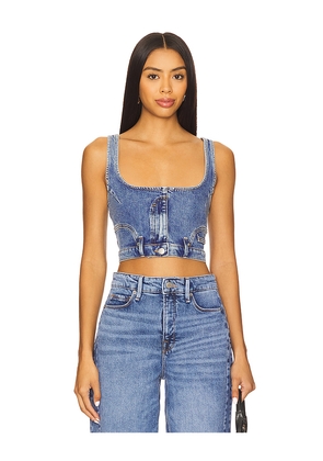 Good American Reworked Denim Vest in Indigo911 in Blue. Size M. Also in L, S, XL/1X, XS.