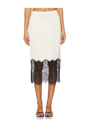 Good American Satin Lace Slip Midi Skirt in Black,White. Size M. Also in S, L, XXXXL/4X.