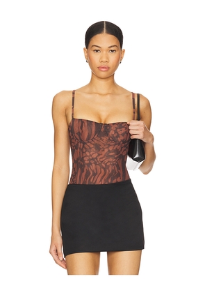 Good American Mesh Bustier Bodysuit in Brown. Size S. Also in M, XS, XXXXL/4X.
