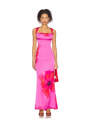 Good American Satin Lace Up Maxi Dress in Pink. Size S. Also in XS, L, XXXL.