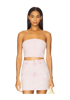 fleur du mal Colored Denim Bustier Top in Pink. Size 2. Also in 0, 4, 6, 8.