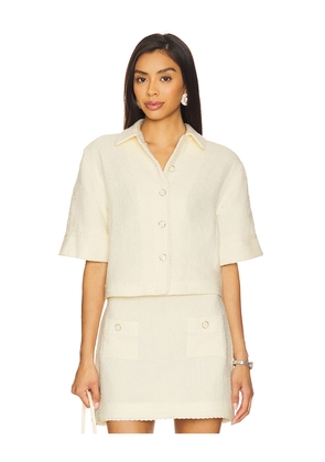 SIMKHAI Khloe Short Sleeve Button Down Top in Ivory. Size M. Also in S, L.