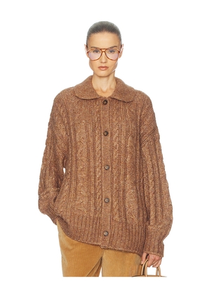 Helsa Jessiah Cable Cardigan in Brown. Size M. Also in XS, S, L, XL.