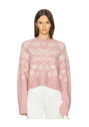 For Love & Lemons Arabella Pullover Sweater in Pink. Size L. Also in S, M, XL.