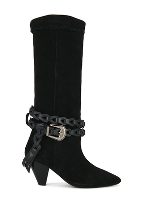 Free People Bridget Belt Slouch Boot in Black. Size 7. Also in 6.5, 8, 8.5, 9, 9.5.