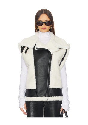 jocelyn Faux Shearling & Leather Moto Vest in Multi. Size S. Also in M.