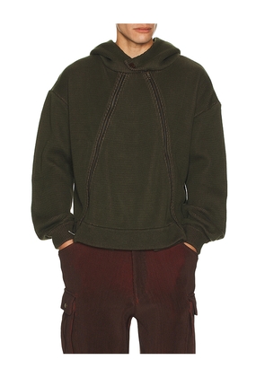 ISA BOULDER Triangle Zip Hoodie in Dark Green. Size S. Also in L.