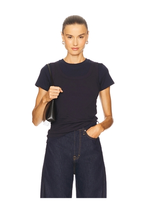 GRLFRND Layered Short Sleeve Tee in Navy. Size M. Also in S, XXS, XS, L, XL.