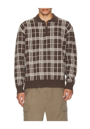 SIMKHAI Klaus Zip Polo Sweater in Brown. Size M. Also in L.