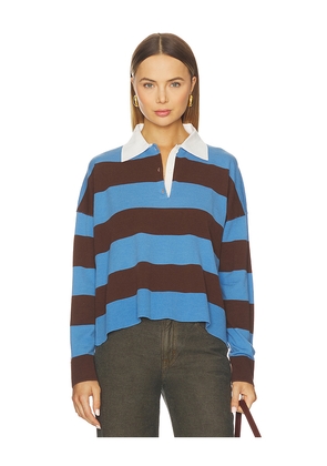 SIMKHAI Carson Rugby Polo Top in Blue. Size M. Also in XS, S.