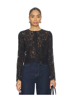 FRAME Lace Blouse in Black. Size L. Also in XS, S, M, XL.