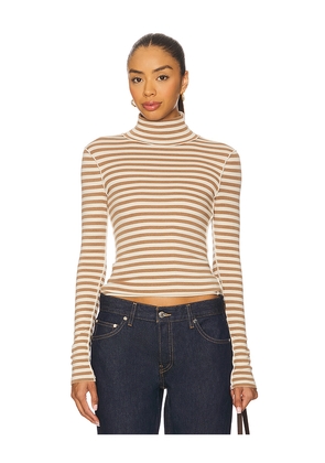 Free People x We The Free Good Good Turtle Stripe Top In Otter & Tea in Tan. Size M. Also in L, S, XS.