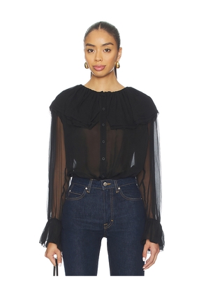 FRAME Tiered Statement Blouse in Black. Size M. Also in XS, S, XL.