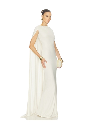 Helsa The Alva Caped Jersey Dress in Ivory. Size M. Also in XXS, XS, S.