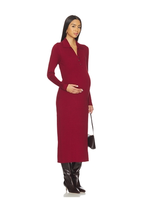 HATCH The Averie Polo Rib Sweater Dress in Burgundy. Size 3. Also in 4.