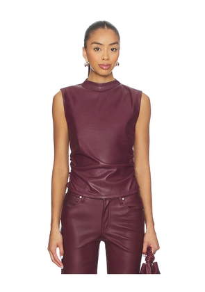 Hudson Jeans Vegan Leather Top in Wine. Size S. Also in XS, L, XL.