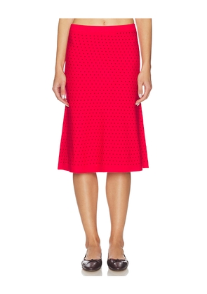 Frankies Bikinis Magnolia Cloud Knit Midi Skirt in Red. Size M. Also in S, XS, L.