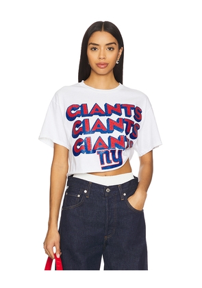 Junk Food Giants Repeat Glitter Crop Tee in White. Size M. Also in XS, S, L, XL/1X.