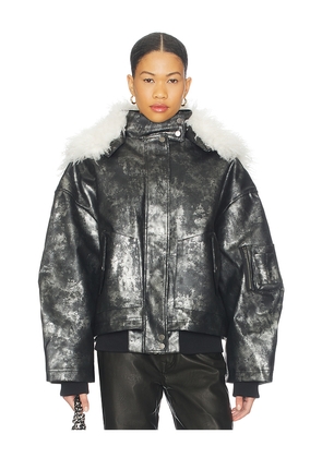 Jaded London Xl Faux Fur Collar Bomber Jacket in Black. Size M. Also in XS, S, L.