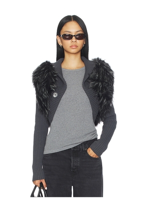 Jaded London Knit Faux Fur Shrug in Grey. Size M. Also in S, L.