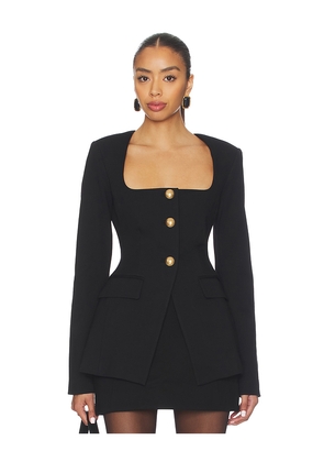 Good American Soft Stretch Ponte Sculpted Blazer in Black. Size M. Also in S, L.