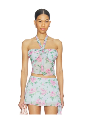 Frankies Bikinis Maribel Chiffon Halter Top in Baby Blue. Size L. Also in S, XS, M.