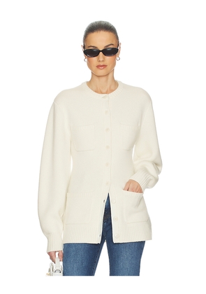 Helsa Devika Wool Cashmere Cardigan in Cream. Size L. Also in XXS, XS, S, M, XL.