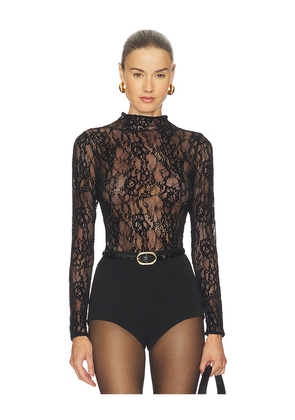 Good American Lace Mock Neck Bodysuit in Black. Size M. Also in XS, XXL/2X.