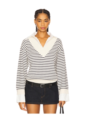 For Love & Lemons Regatta Stripe Knit Sweater in Cream. Size S. Also in L, XL, XS.