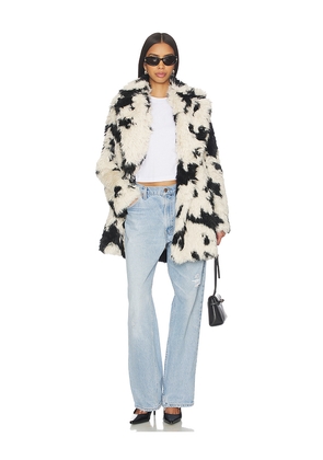 Free People x REVOLVE Jade Cow Fur Coat in Black,White. Size L. Also in M.