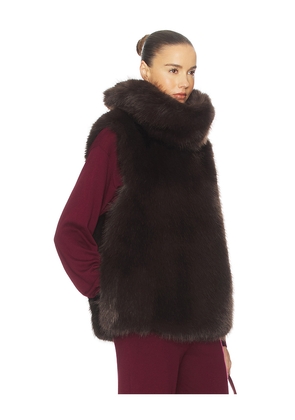 Helsa Faux Fox Gilet in Brown. Size XS/S. Also in M/L.