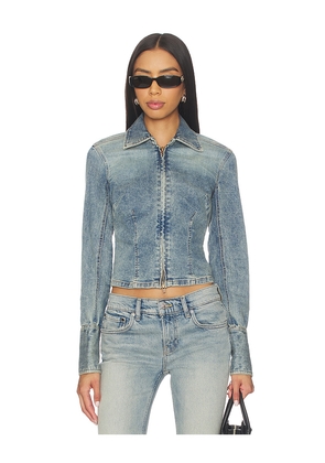 Free People x REVOLVE Sammy Zip Denim Jacket in Blue. Size M. Also in XS, S, L, XL.