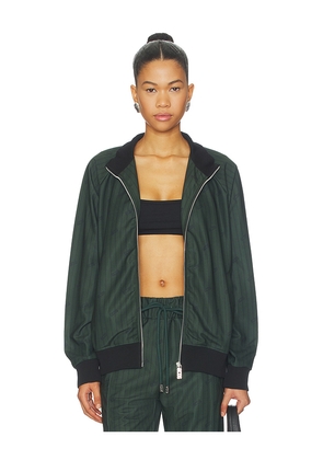 GCDS Triacetate Pinstripe Track Jacket in Dark Green. Size M. Also in S, XS.
