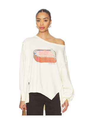 Free People Graphic Camden Sweatshirt in Ivory. Size M. Also in XS, S, L, XL.
