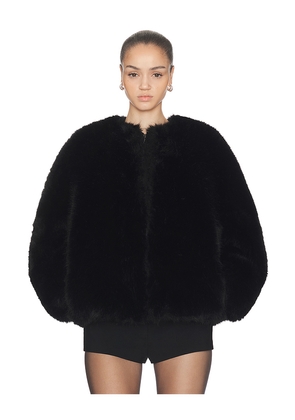 HAELO Long Hair Faux Fur Bomber in Black. Size M. Also in L, S, XL, XS, XXS.