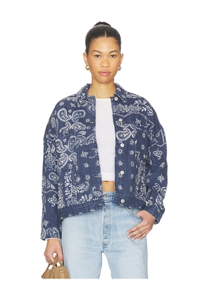 Free People Opal Swing Printed Jacket in Blue. Size M. Also in XS, S, L, XL.