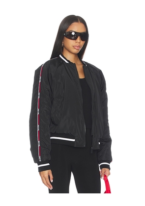 GCDS Logo Tape Nylon Bomber in Black. Size 38/S. Also in 36/XS, 40/M, 42/L, 44/XL.