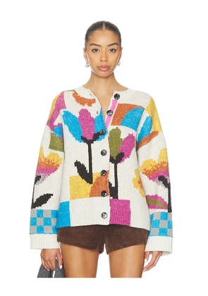 Free People Tulip Whirl Cardigan in Ivory,Pink. Size M. Also in XS, S.