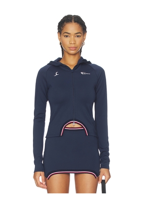 Jade Cropper Hooded Top in Navy. Size 36. Also in 34, 38, 40.