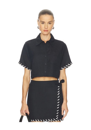 SIMKHAI Auggie Camp Shirt in Black. Size XS. Also in S.