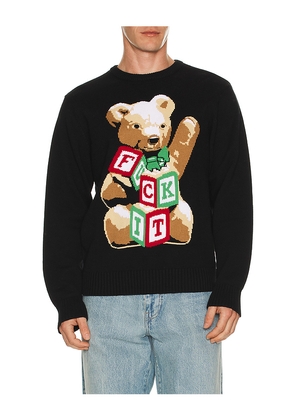 HUF Gift Bear Intarsia Sweater in Black. Size M. Also in S, L, XL/1X.