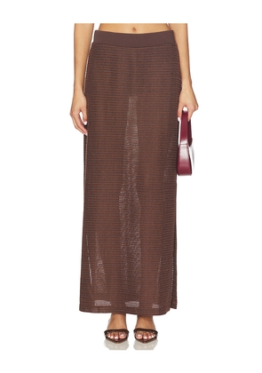 SIMKHAI Nicky Midi Skirt in Chocolate. Size M. Also in S, L.