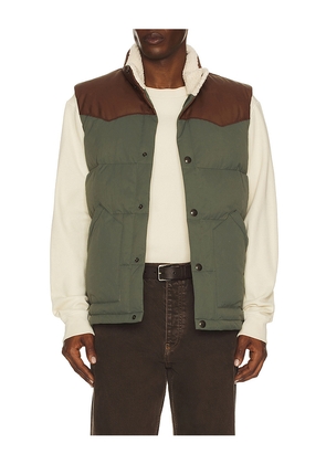 Faherty Range Down Vest in Green. Size M. Also in L, XL/1X.